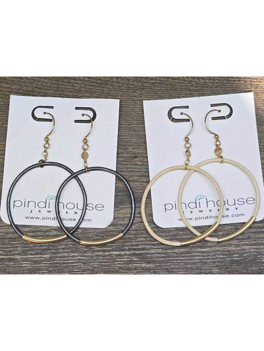 Gold Filled Leather Earrings 3" Dangle